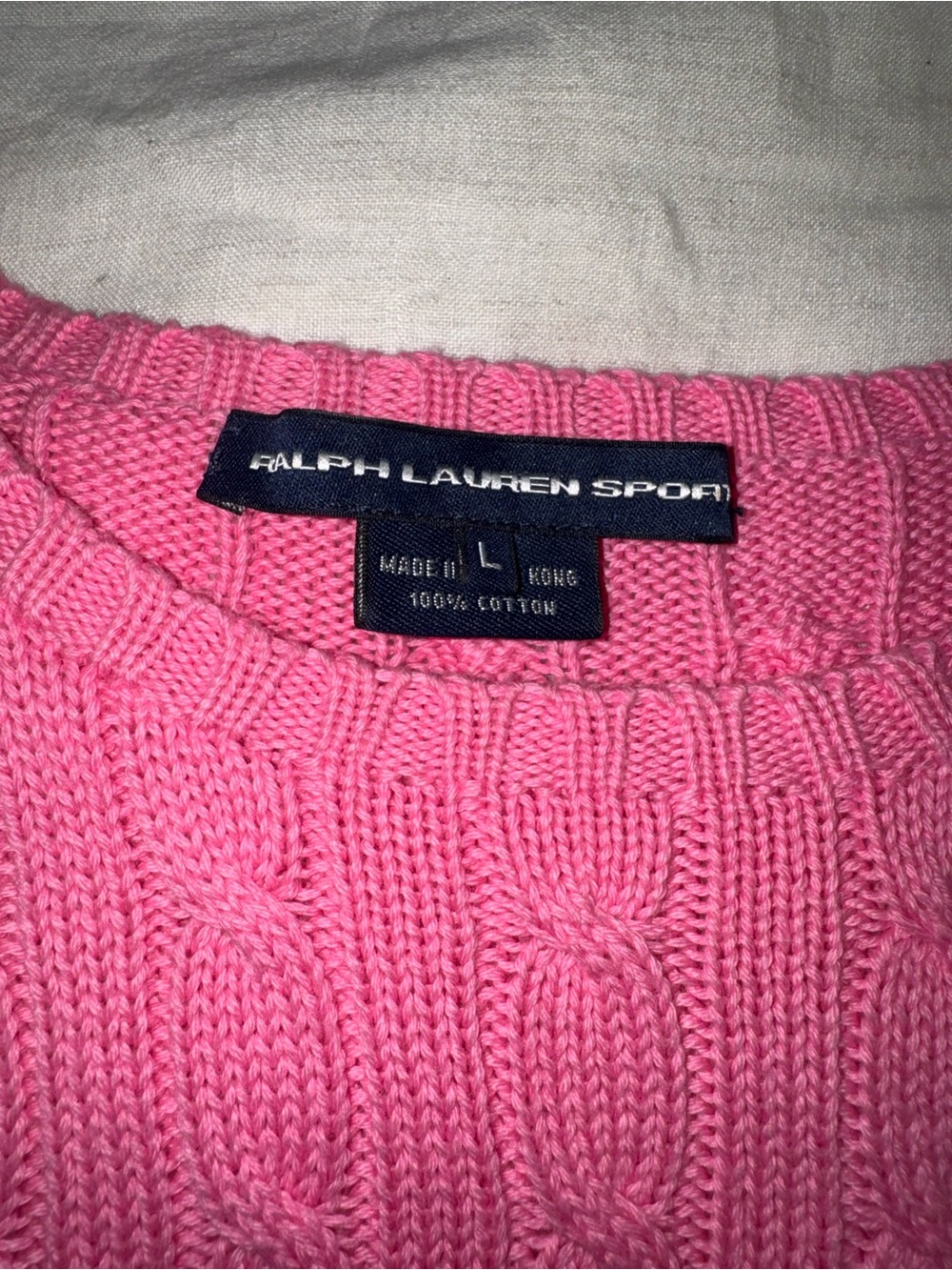Ralph Lauren Sport Pink Cable-Knit Crewneck Sweater - Picture 2 of 4
